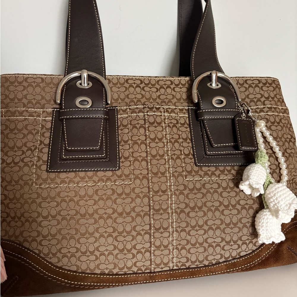 Coach Brown Soho Tote Suede and Canvas bag with leather accents - Picture 2 of 9